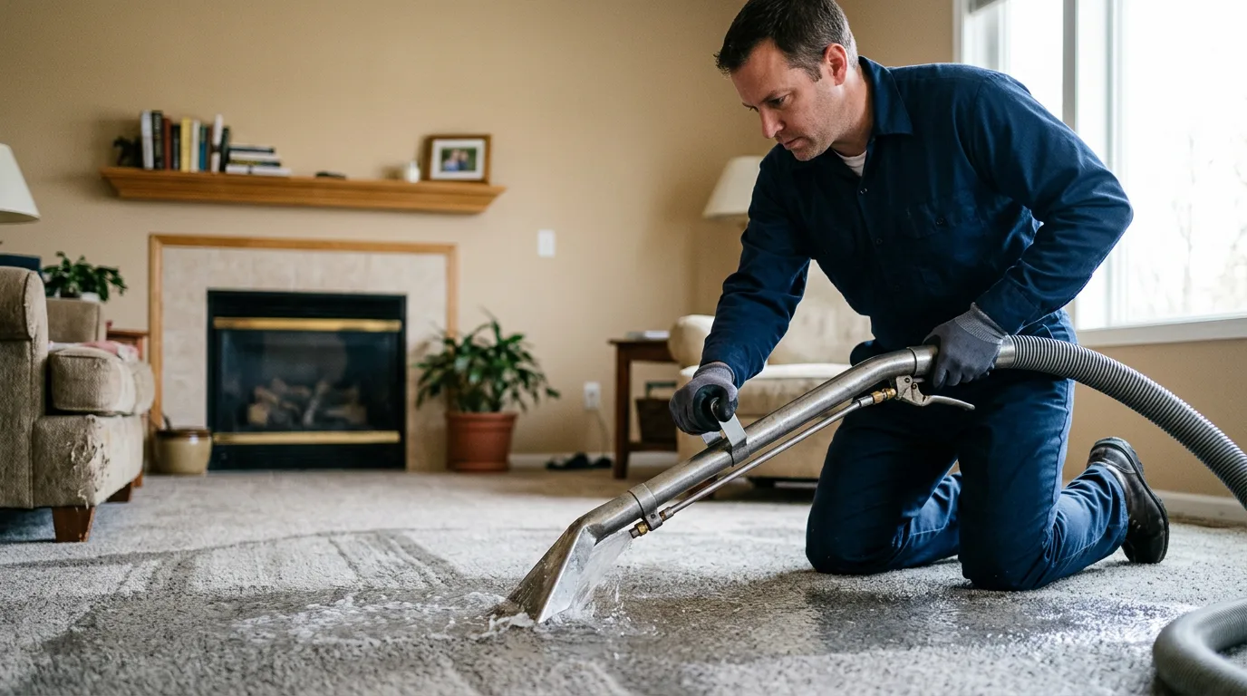 Water damage restoration technician working near Wesley, IA